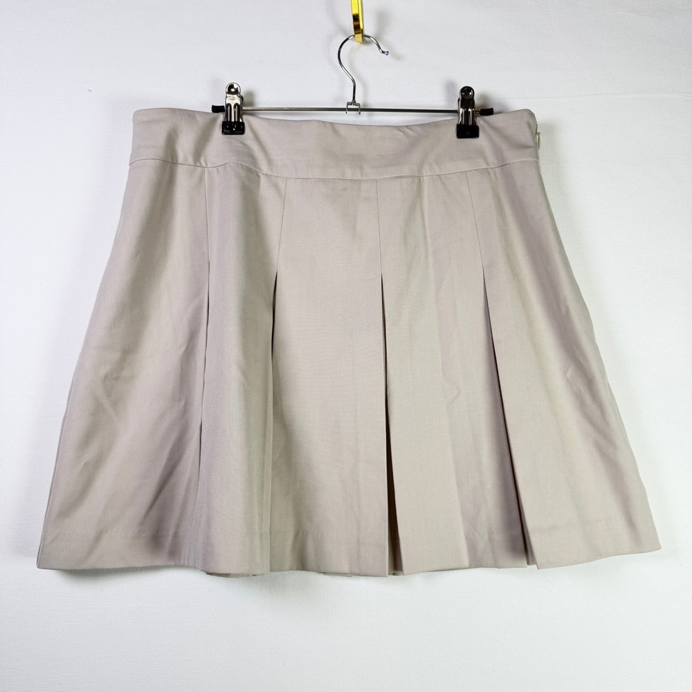NEW YORK & COMPANY Beige Pleated Stretch Mini Skirt 12
